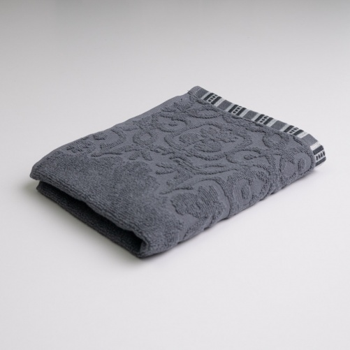 Полотенце для рук и лица махровое с орнаментом GM Textile 40х70см 400г/м2 (Серый)