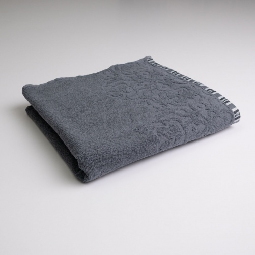 Рушник махровий для душу з орнаментом GM Textile 70х140см 400г/м2 (Сірий)