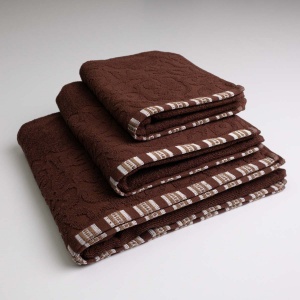 Набір махрових рушників з орнаментом 3шт GM Textile 40х70см, 50х90см, 70х140см 400г / м2 (Коричневий)