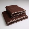 Набір махрових рушників з орнаментом 3шт GM Textile 50х90см, 50х90см, 70х140см 400г / м2 (Коричневий)