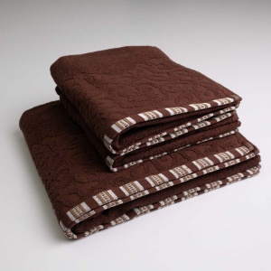 Набір махрових рушників з орнаментом 3шт GM Textile 50х90см, 50х90см, 70х140см 400г / м2 (Коричневий)