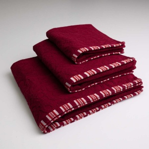 Набір махрових рушників з орнаментом 3шт GM Textile 40х70см, 50х90см, 70х140см 400г / м2 (Бордовий)