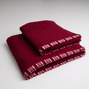 Набір махрових рушників з орнаментом 2шт GM Textile 50х90см, 70х140см 400г/м2 (Бордовий)