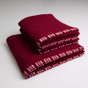 Набір махрових рушників з орнаментом 3шт GM Textile 50х90см, 50х90см, 70х140см 400г / м2 (Бордовий)