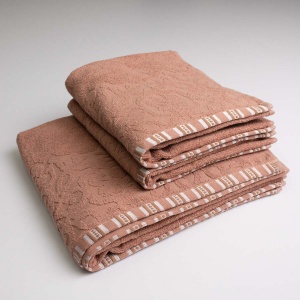 Набір махрових рушників з орнаментом 3шт GM Textile 50х90см, 50х90см, 70х140см 400г / м2 (Бежевий)