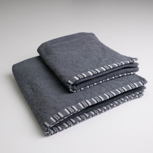 Набір махрових рушників з орнаментом 2шт GM Textile 50х90см, 70х140см 400г/м2 (Сірий)