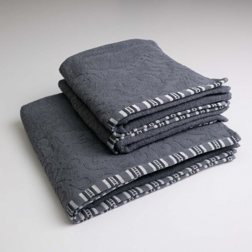 Набір махрових рушників з орнаментом 3шт GM Textile 50х90см, 50х90см, 70х140см 400г / м2 (Сірий)