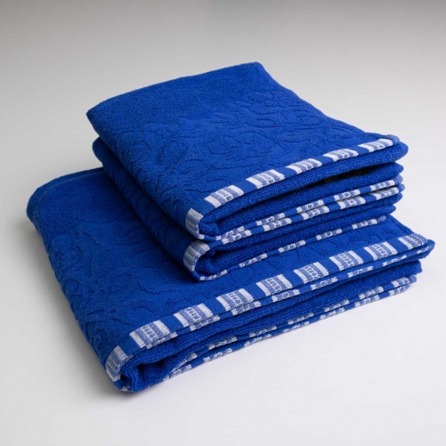 Набір махрових рушників з орнаментом 3шт GM Textile 50х90см, 50х90см, 70х140см 400г / м2 (Синій)