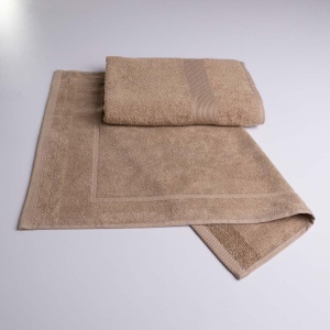 Набір банний махровий з Бордюром 2шт GM Textile 50х70см, 70х140см 400г/м2 (Капучіно)