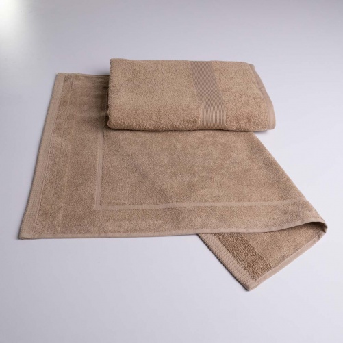 Набір банний махровий з Бордюром 2шт GM Textile 50х70см, 70х140см 400г/м2 (Капучіно)