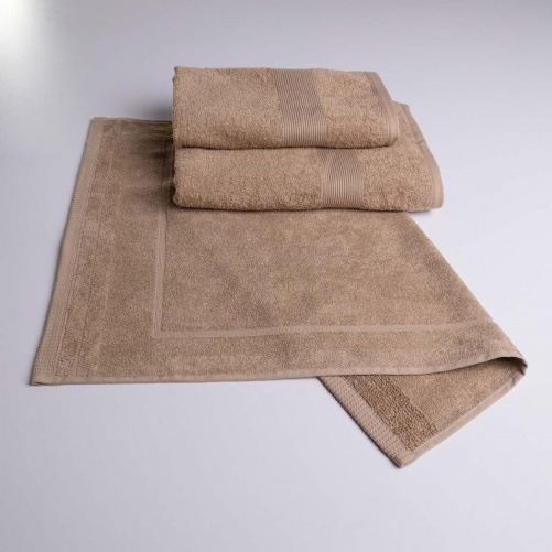 Набір банний махровий з Бордюром 3шт GM Textile 50х70см, 50х90см, 70х140см 400г/м2 (Капучіно)