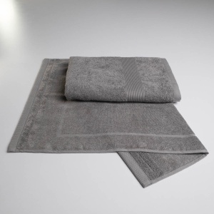 Набір банний махровий з Бордюром 2шт GM Textile 50х70см, 70х140см (Сірий) Набір банний махровий з Бордюром 2шт GM Textile 50х70см, 70х140см (Сірий)