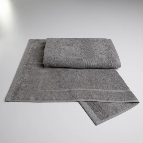 Набір банний махровий з Бордюром 2шт GM Textile 50х70см, 70х140см (Сірий)