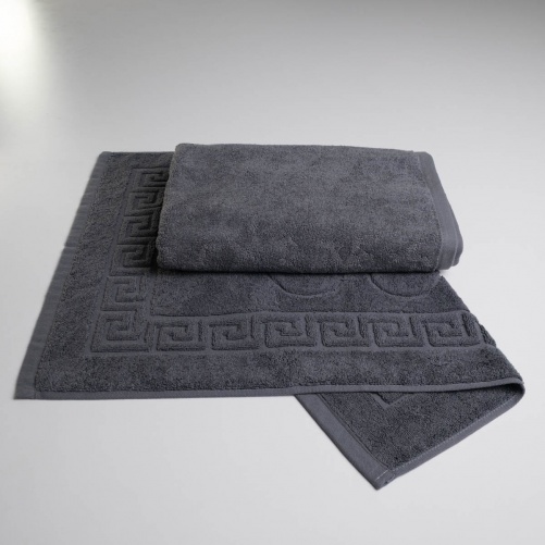 Набір готельних махрових рушників 2шт GM Textile 50х70см, 70х140см (Сірий)