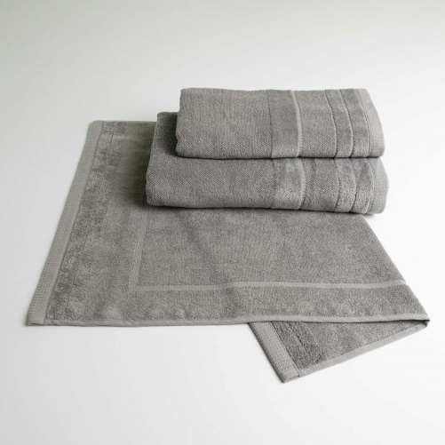 Набір банних махрових рушників з велюровим бордюром 3шт GM Textile 50х70см, 50х90см, 70х140см (Сірий)