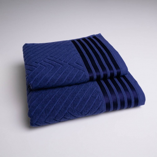 Комплект махрових рушників SOFT 2шт GM Textile 50х90см, 70х140см 500г/м2 (Темно-синій)