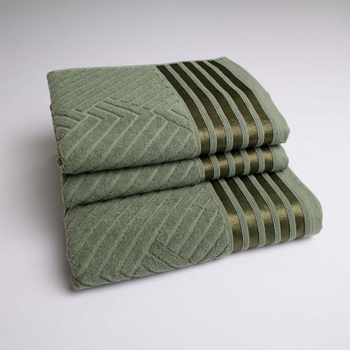Набір махрових рушників SOFT 3шт GM Textile 50х90см, 50х90см, 70х140см 500г/м2 (Хакі)