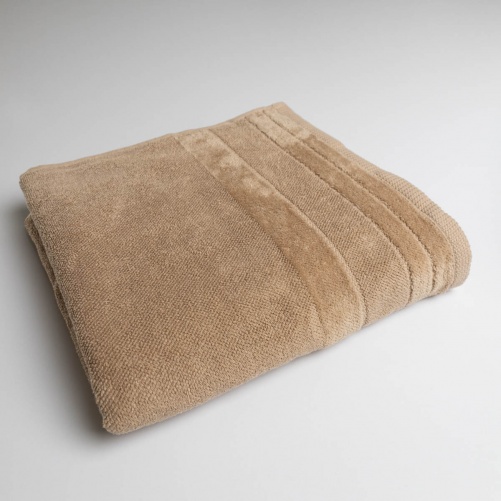 Рушник банний махровий з велюровим бордюром GM Textile 100х150см 500г/м2 (Капучино)