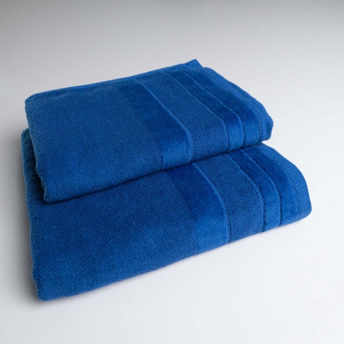 Комплект махрових рушників з велюровим бордюром 2шт GM Textile 50х90см, 70х140см 500г/м2 (Синій)