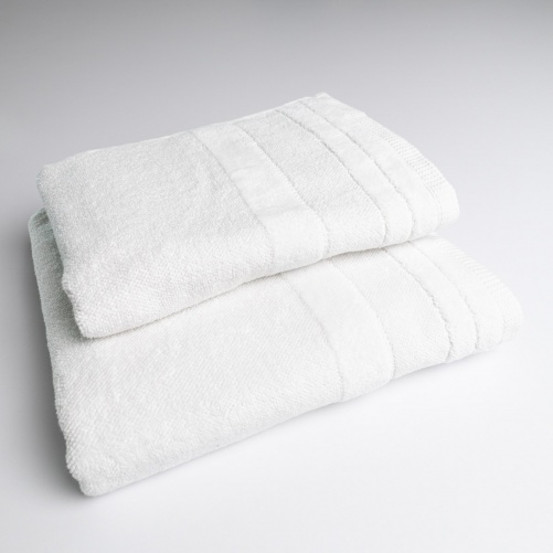 Комплект махрових рушників з велюровим бордюром 2шт GM Textile 50х90см, 70х140см 500г/м2 (Білий)