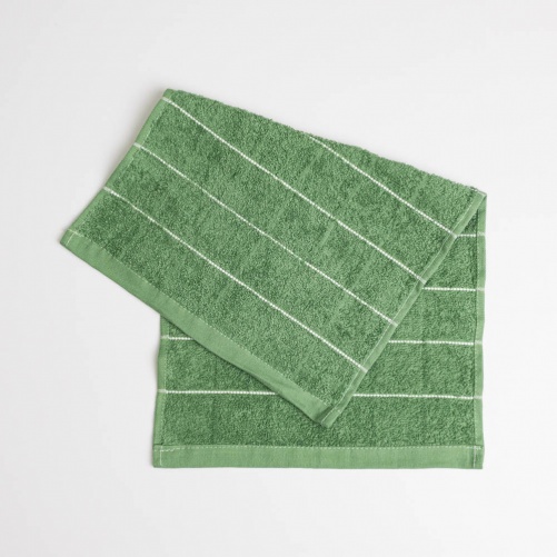 Махровое кухонное полотенце с полосками 30х50 см 400г/м2 GM Textile (Зеленый)
