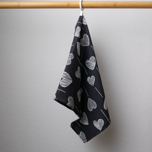 Набір махрових рушників Сердечки 40х60 см 10шт 300г/м2 GM Textile (Чорний)
